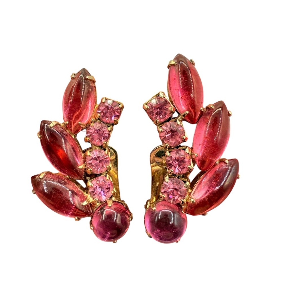 Albert Weiss Vintage Rhinestone Signed Clip Earrings